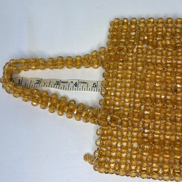 Vintage Acrylic Crystal Beaded Evening Bag Yellow - Picture 10 of 11